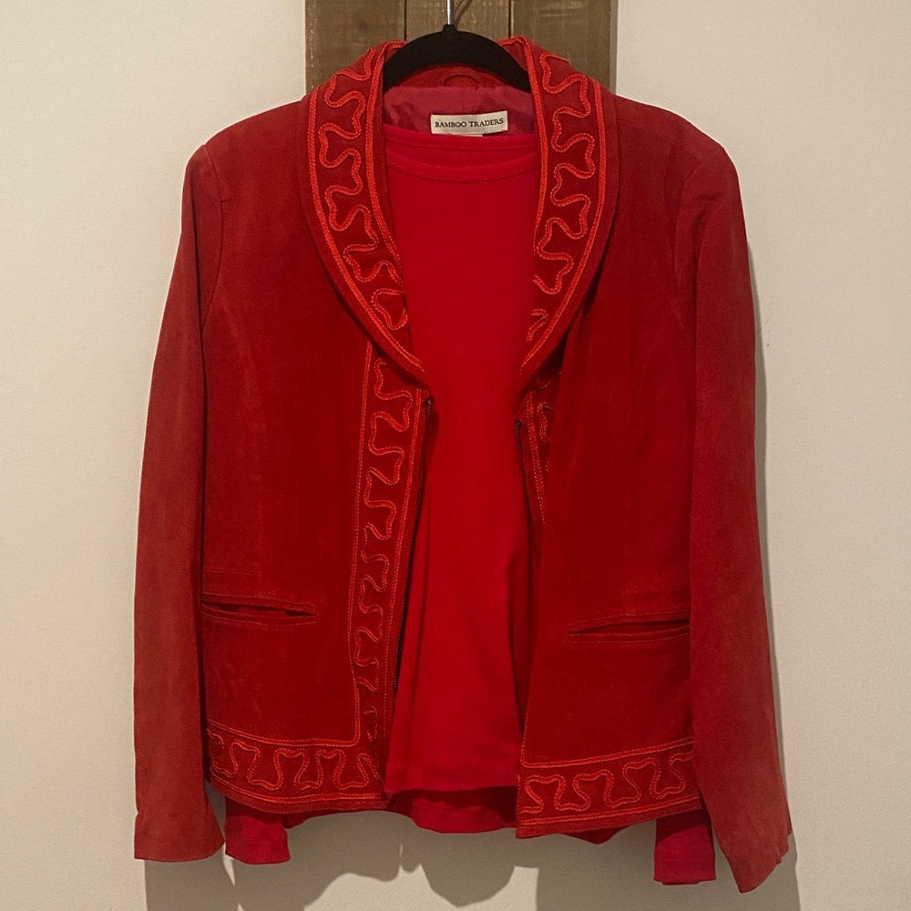 Bamboo Traders Vibrant Red Leather Jacket